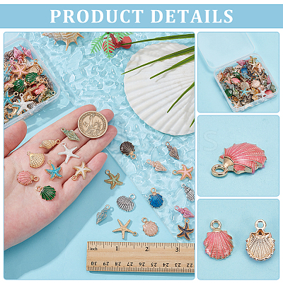 84Pcs 21 Styles Ocean Series Alloy Enamel Pendants FIND-WR0012-26-1