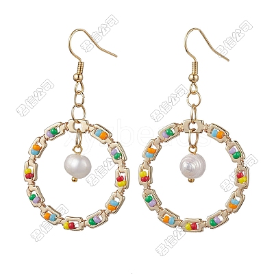 304 Stainless Steel Ring Dangle Earrings EJEW-FS00063-1