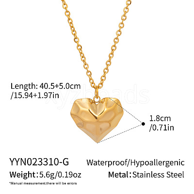 304 Stainless Steel Textured Heart Pendant Necklaces EI9252-3-1