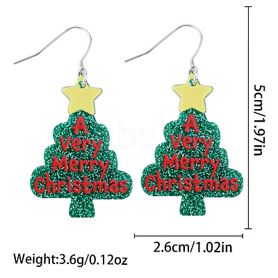 Christmas Alloy Enamel & Acrylic Stud Dangle Earrings FS-WG10992-06-1