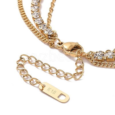 Crystal Rhinestone Heart & Word Love You Padlock Charms Triple Layer Necklace NJEW-C036-07G-1