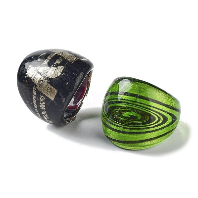 Mixed Handmade Lampwork Wide Band Rings RJEW-X0005-B-1