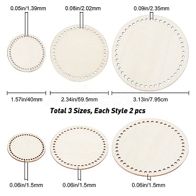 3 Sets 3 Style Wooden Basket Bottoms DIY-GF0004-75-1