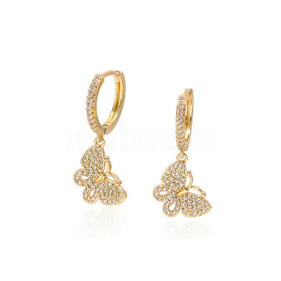Brass Micro Pave Grade AAA Cubic Zirconia Huggie Hoop Earrings JE022A-X-1