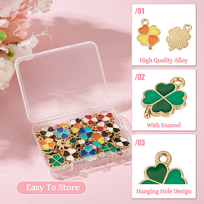 50Pcs 5 Colors Alloy Enamel Pendants ENAM-TA0003-81-1