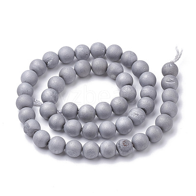 Electroplate Natural Druzy Geode Weathered Agate Beads Strands G-S284-10mm-07-1