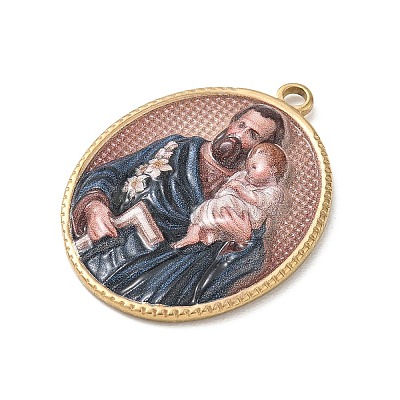 304 Stainless Steel Printed Religion Pendants STAS-G387-03G-01-1