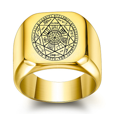 The Seven-Pointed Star Pattern 304 Stainless Steel Finger Rings FS-WGB7142-17-1