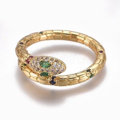 Brass Micro Pave Cubic Zirconia Cuff Rings RJEW-G108-03G-1