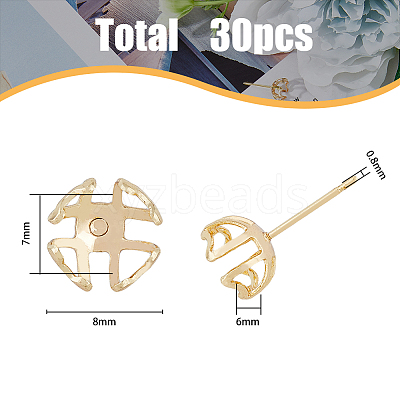 30Pcs Ion Plating(IP) Brass Stud Earring Findings KK-DC0003-01-1