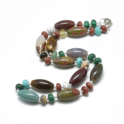 Natural & Synthetic Gemstone Beaded Necklaces NJEW-S388-28-1
