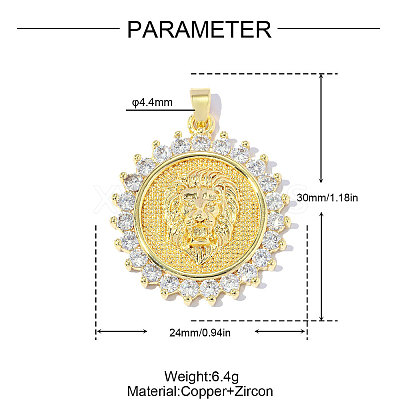 Brass Clear Cubic Zirconia Pendants KK-OY001-22G-1