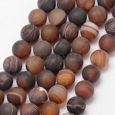 Natural Striped Agate/Banded Agate Bead Strands G-K166-12-6mm-04-1