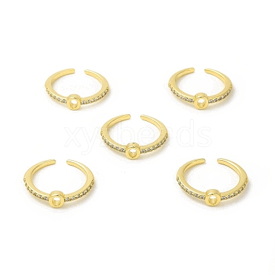 Clear Cubic Zirconia Initial Letter Open Cuff Ring RJEW-H120-09G-O-1
