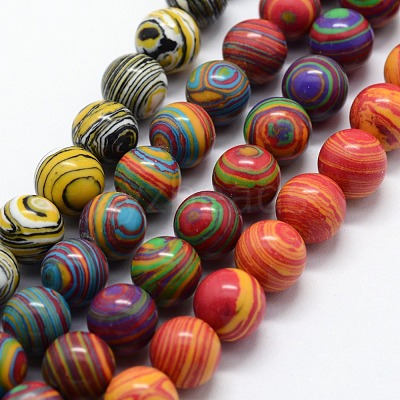 Synthetic Malachite Beads Strands G-I199-32-12mm-1