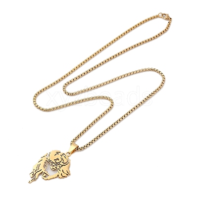 201 Stainless Steel Box Chain Hollow Christian Jesus Face Pendant Necklaces for Women Men NJEW-U005-06G-1
