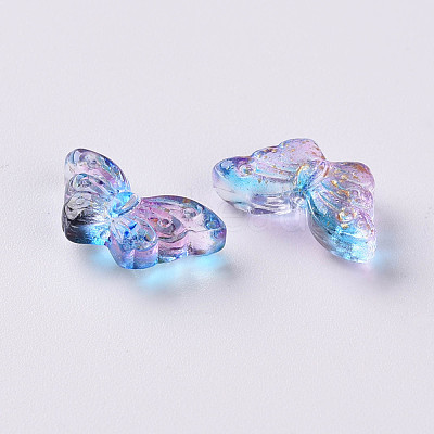Two Tone Transparent Spray Painted Glass Beads GLAA-S190-018M-01-1