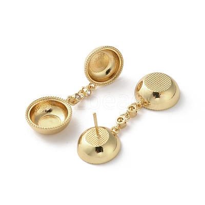 Brass Micro Pave Cubic Zirconia Stud Earrings Findings KK-R215-05G-1