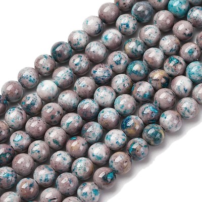 Natural Dyed Marble Beads Strands G-P593-6mm-07-1