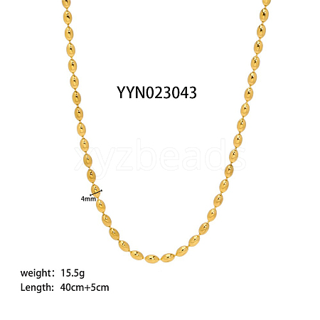 4mm Stylish Titanium Steel Oval Ball Chain Necklaces for Women Men AA4830-4-1