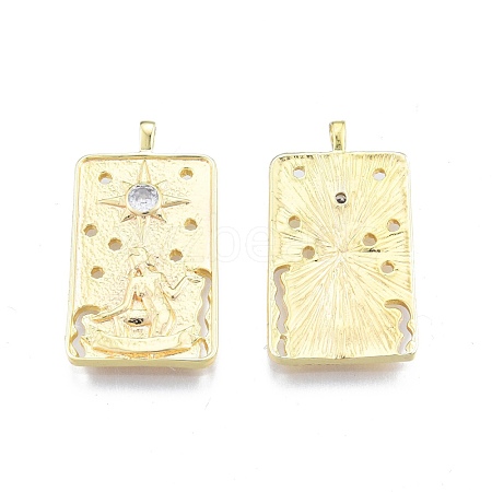 Brass Micro Pave Clear Cubic Zirconia Pendants KK-G432-14G-1