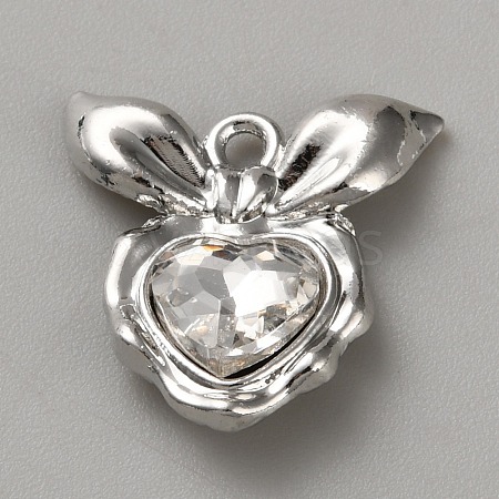 White Series Love Bow Alloy Acrylic Pendant PALLOY-WH0115-01P-12-1