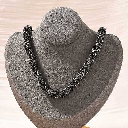 304 Stainless Steel Byzantine Chain Necklaces for Women Men NJEW-A033-03D-AS-1