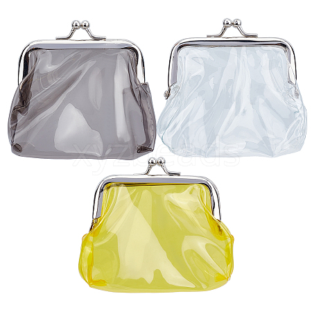 Gorgecraft 3Pcs 3 Colors Transparent PVC Change Purse ABAG-GF0001-14-1