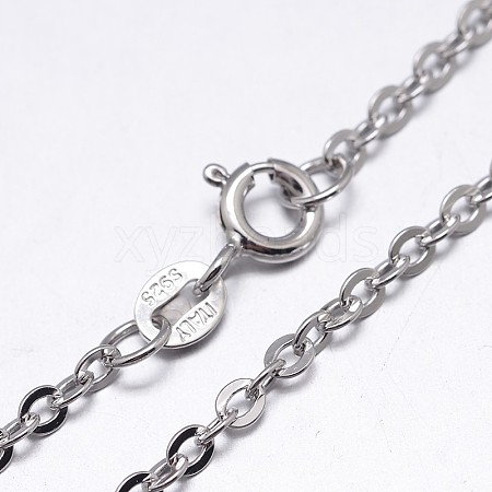 Anti-Tarnish Rhodium Plated 925 Sterling Silver Cable Chains Necklaces NJEW-M157-25C-18-1