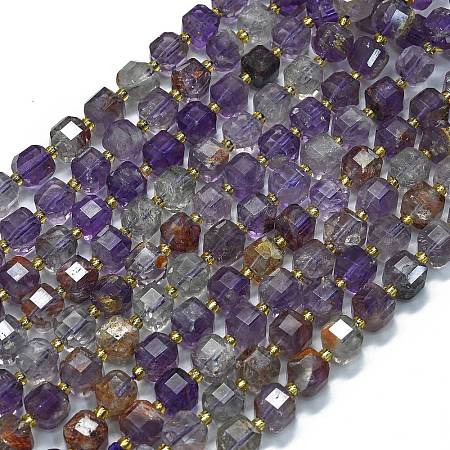 Natural Purper Lodolite Quartz Beads Strands G-K389-A11-01-1