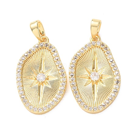 Brass Micro Pave Clear Cubic Zirconia Pendants KK-A304-13G-1