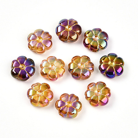 UV Plating Iridescent Opaque Acrylic Beads OACR-T028-32-1