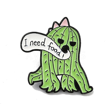 Fanny Cactus Monster I Need Food Enamel Pins JEWB-R001-05EB-02-1