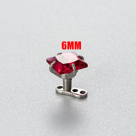 Titanium Steel Cubic Zirconia Square Dermal Anchor Base/Top for Women Men WG87C2F-03-1