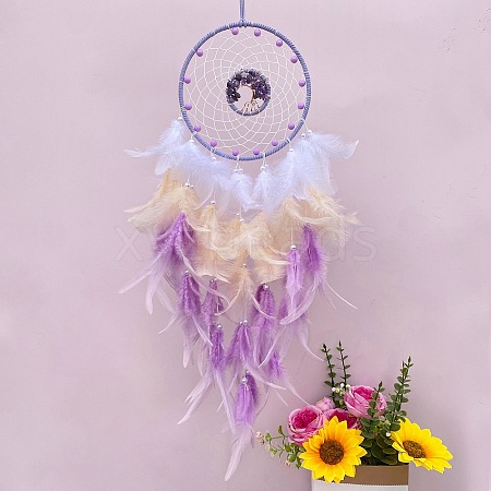 Woven Net/Web with Feather Pendant Decoration PW-WGD01AE-02-1