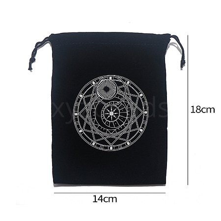 Printed Velvet Tarot Card Storage Drawstring Pouches PW-WG75526-02-1