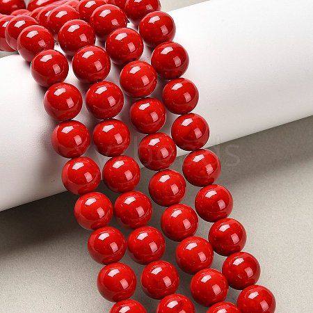 Natural Dyed Mashan Jade Gemstone Bead Strands G-R272-10mm-01-1