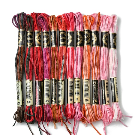 12 Skeins 12 Colors 6-Ply Polyester Embroidery Floss OCOR-FS0001-01A-02-1