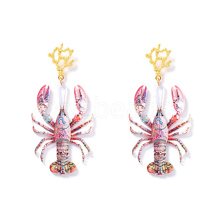 Acrylic & Alloy Stud Dangle Earrings for Women WG8B1A0-03-1
