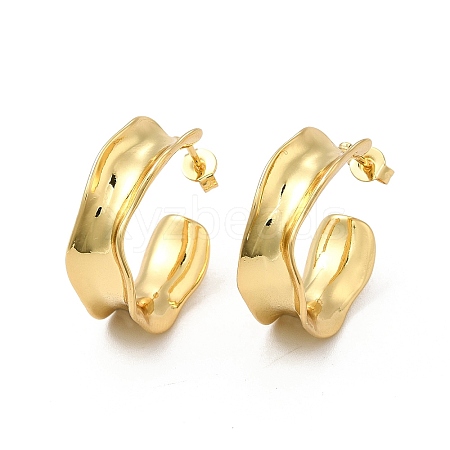 Rack Plating Brass Ring Stud Earrings for Women EJEW-P221-46G-1