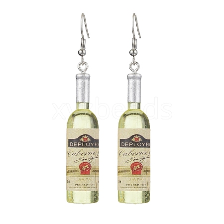 Wine Bottle Resin Dangle Earrings EJEW-JE05878-01-1