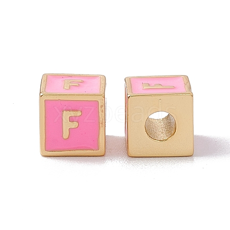Rack Plating Brass Enamel Beads KK-B060-04G-05F-1