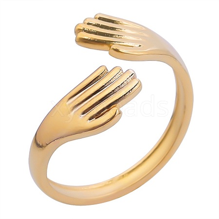 Fashionable Titanium Steel Hug Open Cuff Rings for Men and Women RA9302-2-1