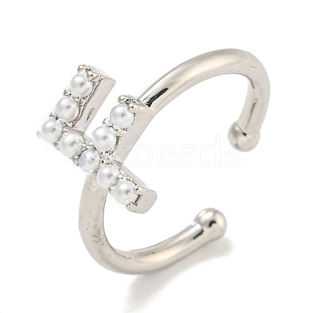 Rack Plating Brass Open Cuff Rings for Women RJEW-F162-01P-F-1