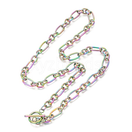 Unisex 304 Stainless Steel Figaro Chain Necklaces NJEW-H215-03MC-1