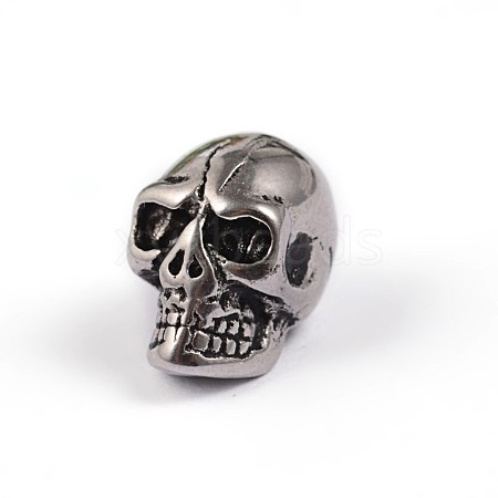 Retro Skull 304 Stainless Steel European Large Hole Beads STAS-F072-09-1