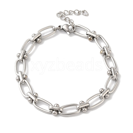 304 Stainless Steel Oval Link Chain Bracelets for Women BJEW-B092-08P-01-1