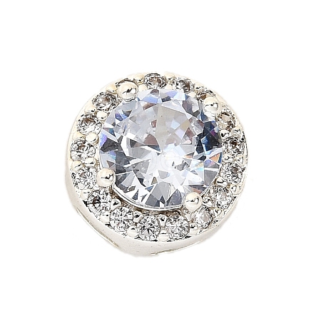 Brass Micro Pave Cubic Zirconia Beads KK-D408-11S-04A-1