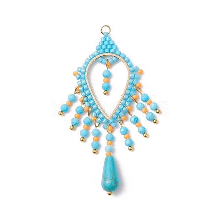 Bohemian Synthetic Turquoise Bigs Pendants PALLOY-MZ00418-1