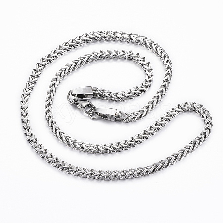 304 Stainless Steel Wheat Chain Necklaces NJEW-H445-11P-1